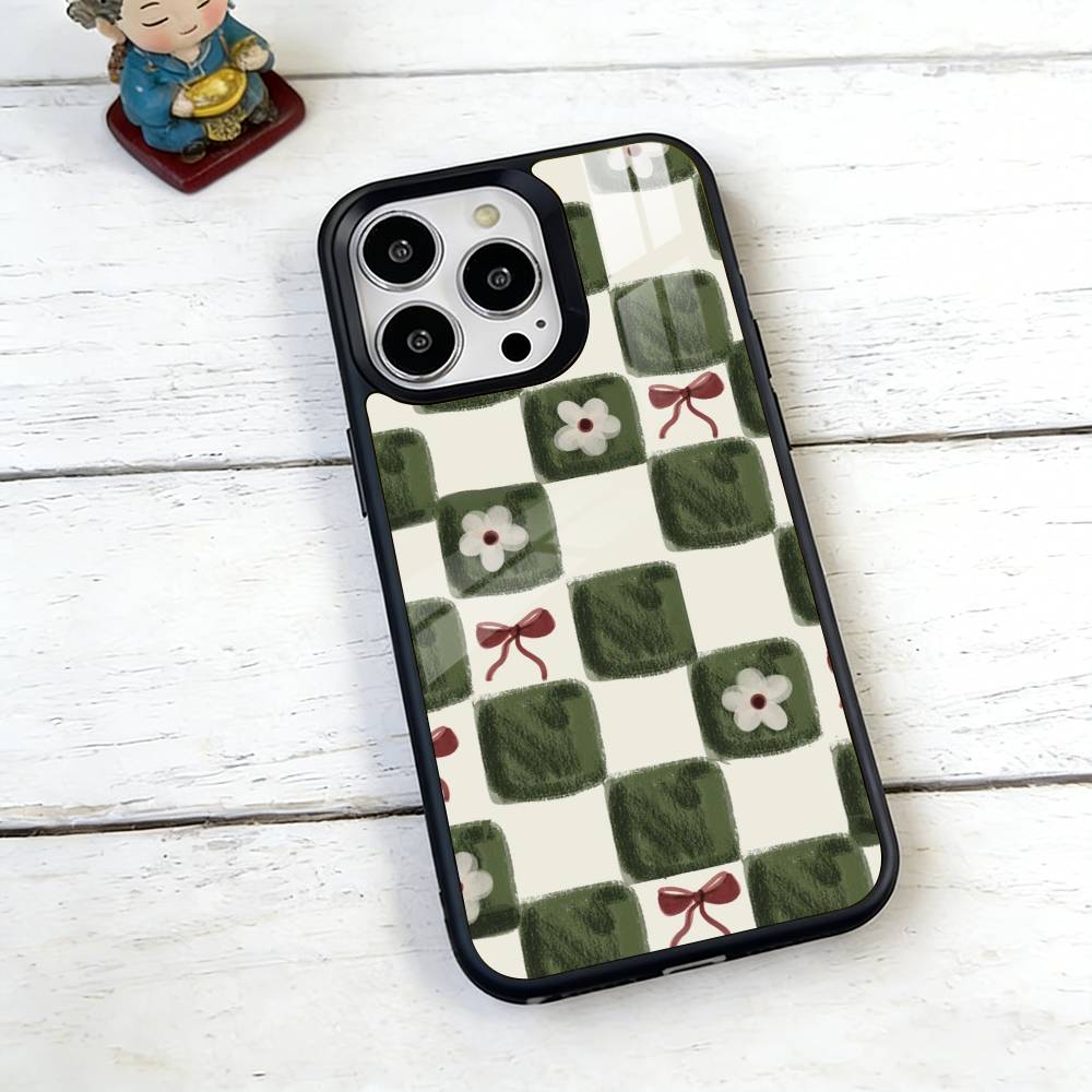 Green & Orange Check Phone Case For iPhone17,16,15,14,13,12,11 Plus,Pro Magnetic with Magsafe Wireless Charging