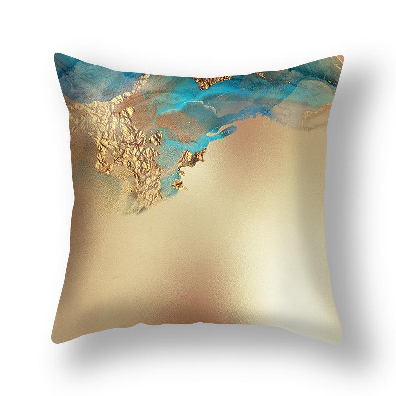 45x45cm Nordic Ins Abstract Gold Blue Marble Print Cushion Cover Sofa Office Seat Lumbar Pillow Cover Home Decoration