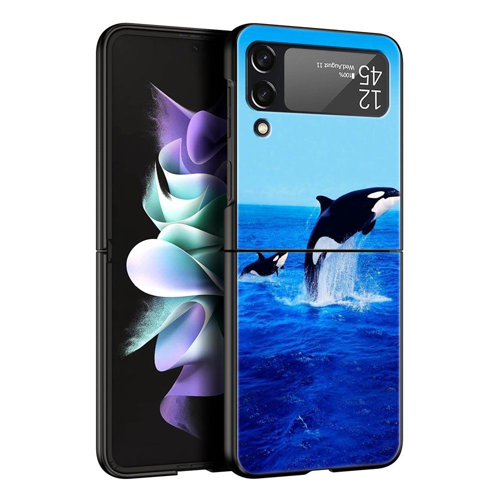 Orca ocean lovely killer whale Phone Case For Samsung Galaxy Z Flip3 Flip4 Flip5 PC Shell For Z Flip 3 4 5 Hard Folding Cover