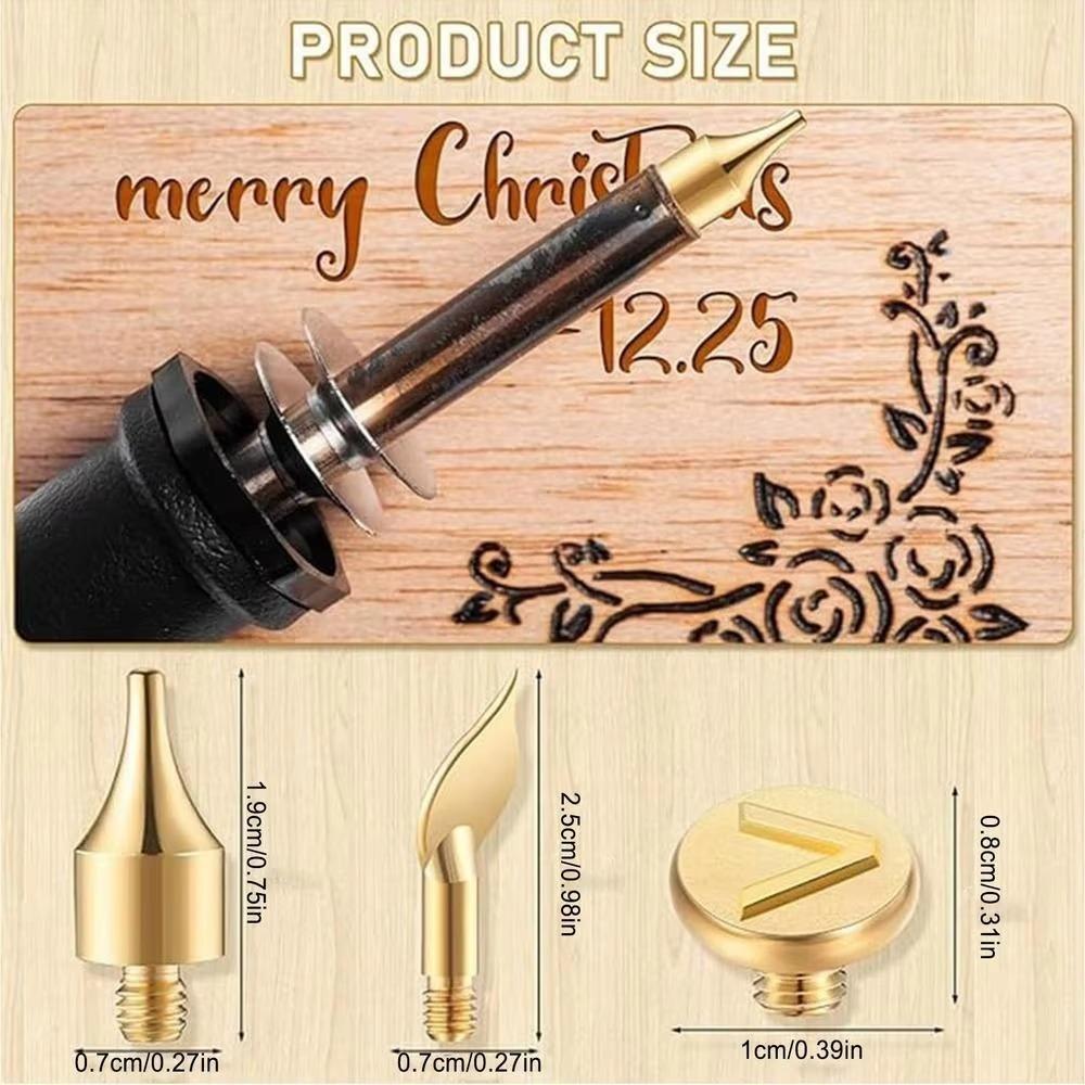 Internal Heat Wood Burning Pen Tips Kit Embossing Woodworking with Alphabet Carving Set Wood Burning Letter Stamp