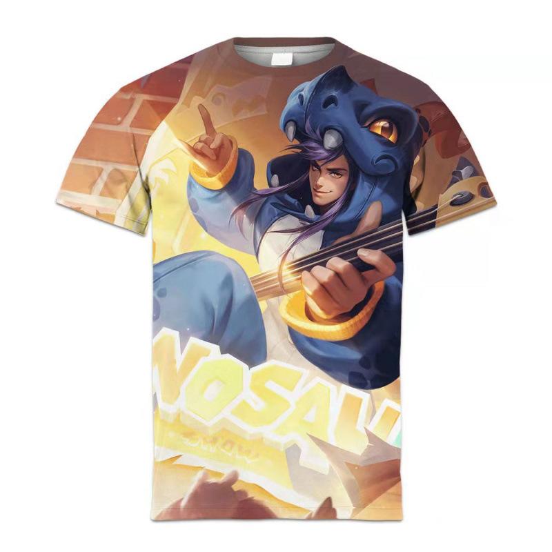 Summer King of Glory Game Clothes Men's Short Sleeved T-shirt for Middle School Students 3D Digital Printed T-shirts Top