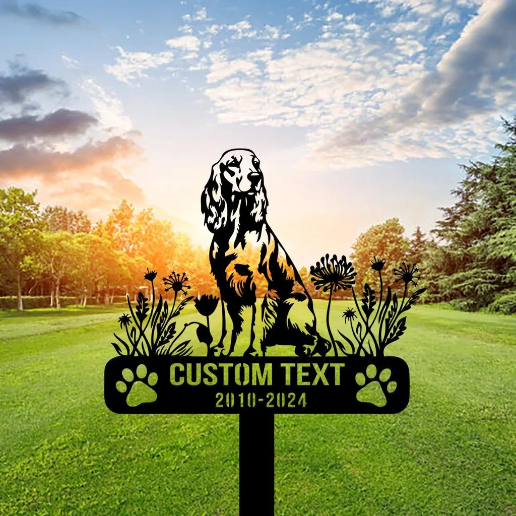Unique Custom Metal Garden Art Dog Memorial Stake Personalized Pet Funeral Sign Outdoor Yard Decoration Irish Setter Lover