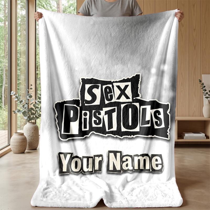 Sex Pistols Custom Flannel Throw Blanket Print Your Name Text Soft Warm Blanket Holiday Present