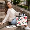 Women Pink Rose Pattern Tote Bag Fashion Casual Large Capacity Daily Outdoor Portable Shopping Handbag