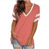 Europa und die Vereinigten Staaten Frühling und Sommer neues Damen Basis-T-Shirt einfarbig V-Ausschnitt Spleiß
