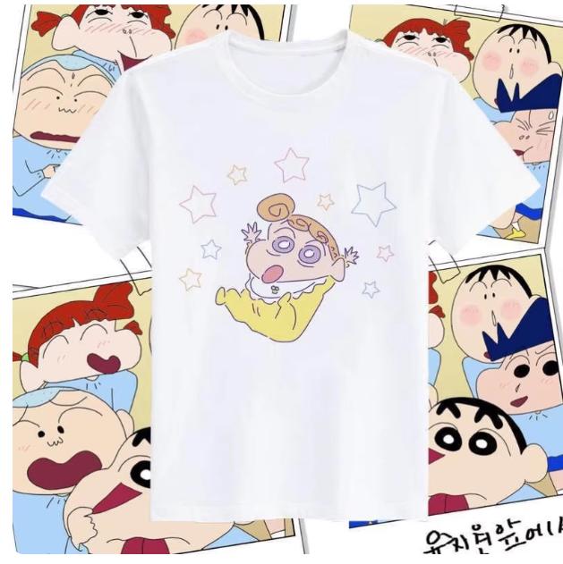 2026 Summer Comic Form Crayon Shinchan Image 100 Cotton Printed Oversize Casual Tshirt Adult Children Parentchild Top Y2k