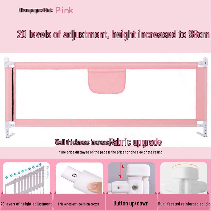 3-Sided Baby Bed Guardrail with Vertical Lifting for Safety & Anti-Collision