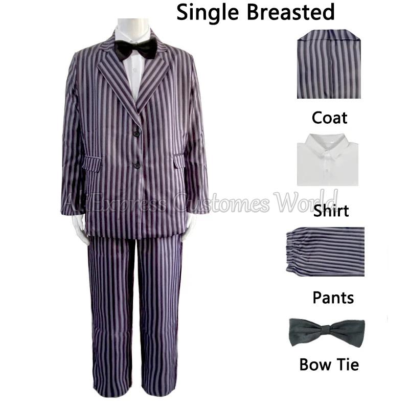 Movie Wednesday Gomez Addams Cosplay Costumes Suit Anime Role Play Family Proms Uniform Outfits Halloween Carnival Suit For Man