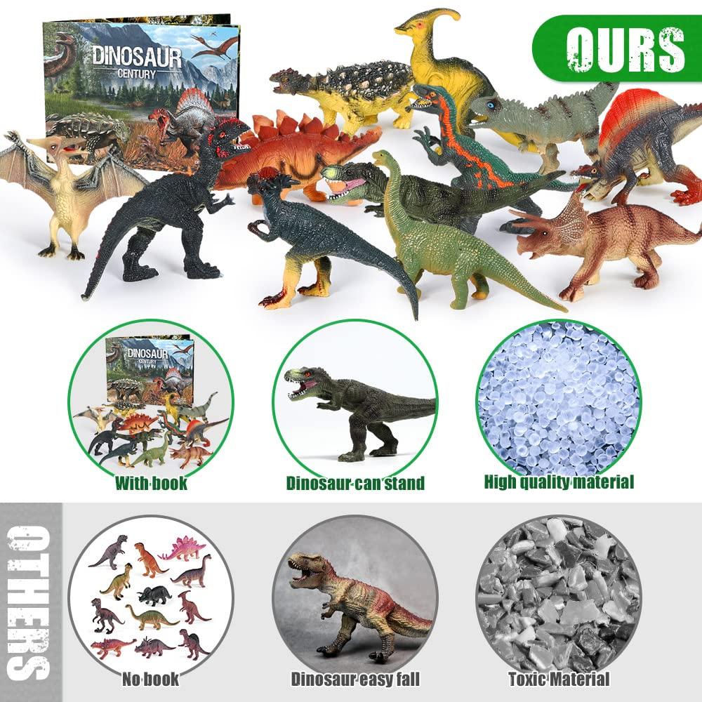 FRUSE Dinosaur Toy 12 Dinosaur Figures and Includes storage box and realistic animal Perfect for and Great birthday Set - T-Rex, Velociraptor, more!