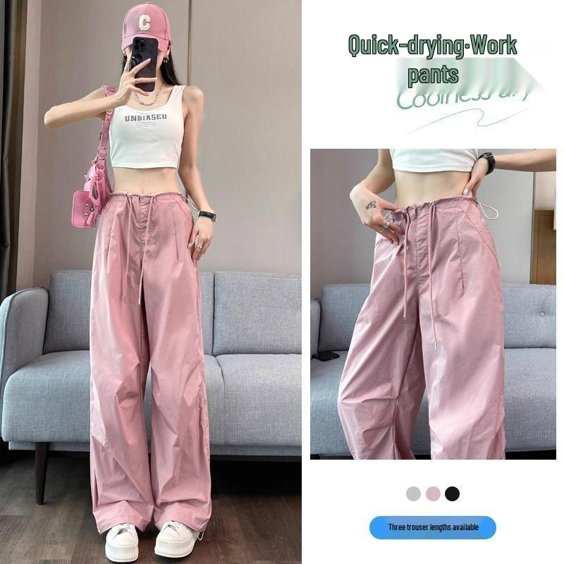 Women's American Style Quick-Dry Summer Joggers with Drawstring, Low-Waisted Loose Fit for Casual Hiking