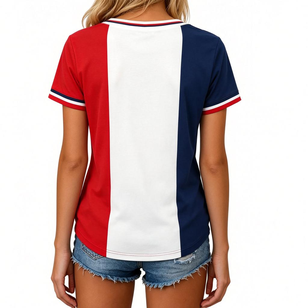 Herren Damen V-Ausschnitt Kurzarm T-Shirt Fußball Druck Fan Top Lässiges T-Shirt für Sportfans