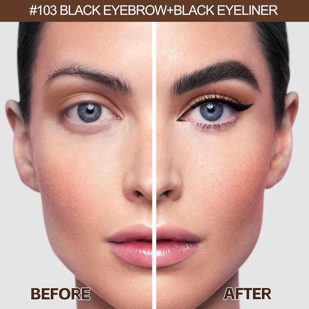 Boobeen 3-Piece Hair-Like Eyebrow Pen Makeup Kit: Black Liquid Eyeliner, Women's Waterproof Eyebrow Pencil (with Eyebrow Brush), Long-Lasting Eye
