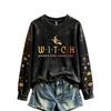 Women's Halloween Print Pullover Neck Long Sleeve Top