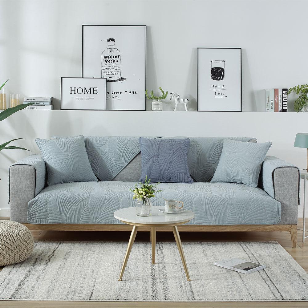

Nordic Sofa Cushion Fabric Non-Slip Universal Cover Four Seasons Simple Winter Leather Backrest Towel Solid Wood 70*70