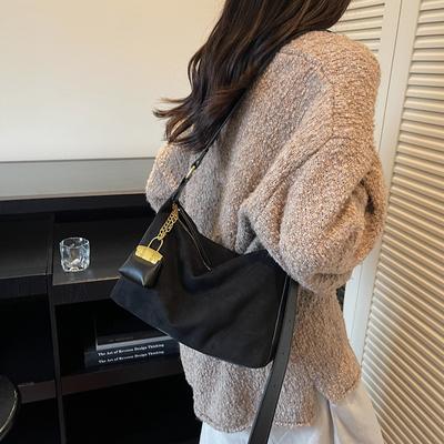 Retro High-End Unterarmtasche Damen 2025 neu Großraum Weiche Wildleder Tragetasche Einfache Schultertasche