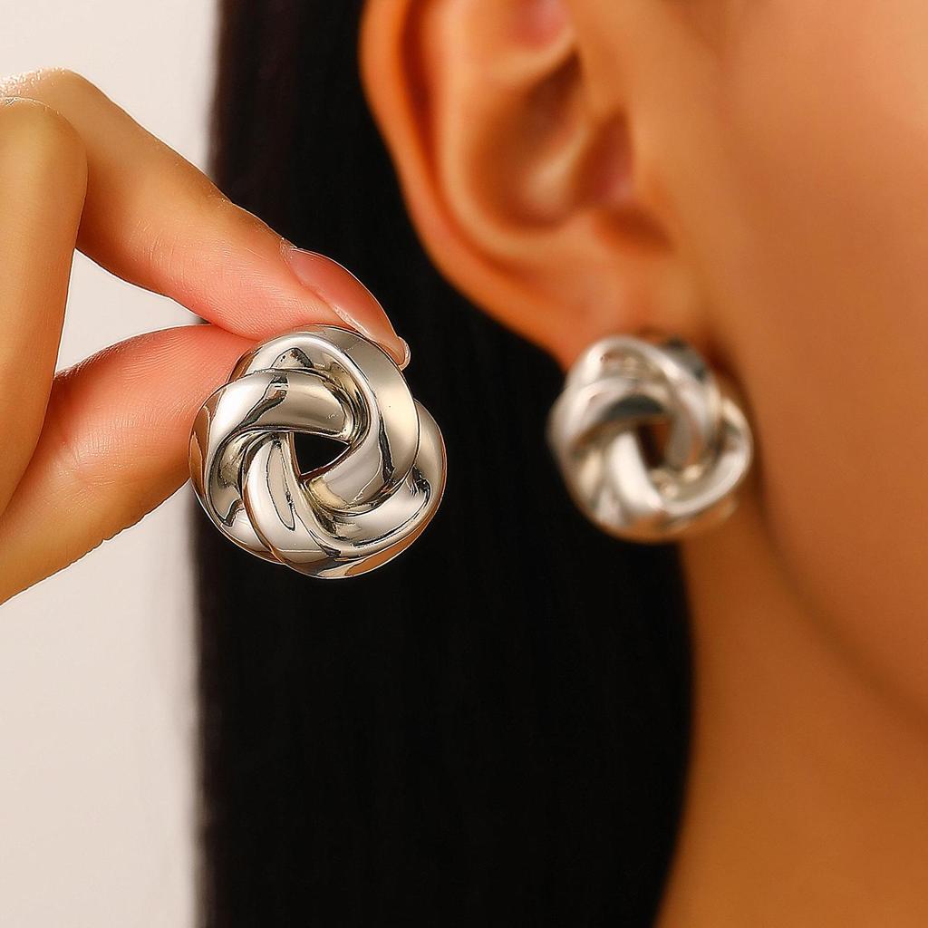 European & American Style Knot Jewelry Set: Women's Creative Necklace, Earrings, & Ring