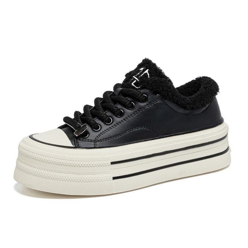 Fleece platform white shoes women`s new