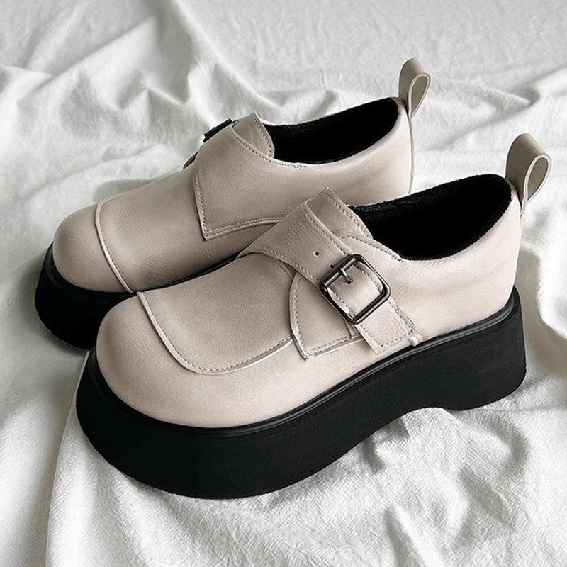 British College Style Small Leather Shoes JK Uniform Single Shoes Women's Spring New Muffin Thick Sole Increased