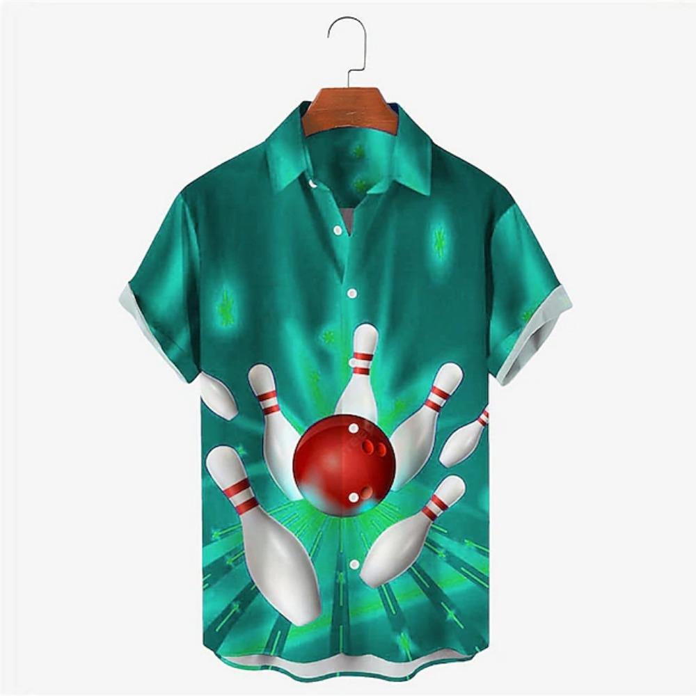 Pánska košeľa Bowling 3D potlač Pánske oblečenie Oversized Leto 2025 Nová Cestovanie Havaj Pláž Havajská Harajuku Krátky rukáv Košeľa