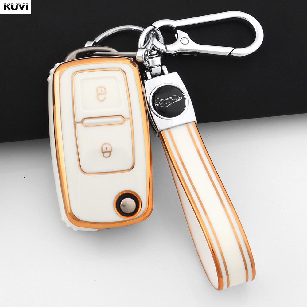 Coque de protection en TPU à 2 boutons pour clé de voiture Pour VW Volkswagen Amarok Polo Golf 4 5 6 MK4 Bora Jetta Altea Alhambra Passat B5 B6 B7