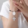 Teamer Saint Christopher Virgin Mary Emboss Heart Cross Pendant Beads Bracelet Stainless Steel Red Black Rope Chain Jewelry