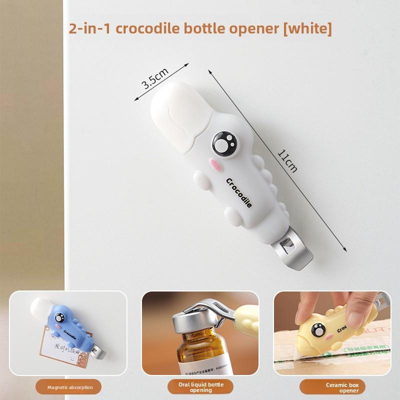 

Magnetic Two-in-one Crocodile Box Opener, Small Opening Knife, Liquid Bottle Opener, Refrigerator Sticker, Express Knife, Can Opener белый