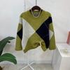 C S In The Room Mara Wool Argyle Pattern Round neCk Long Sleeve Knit 3 ColorS