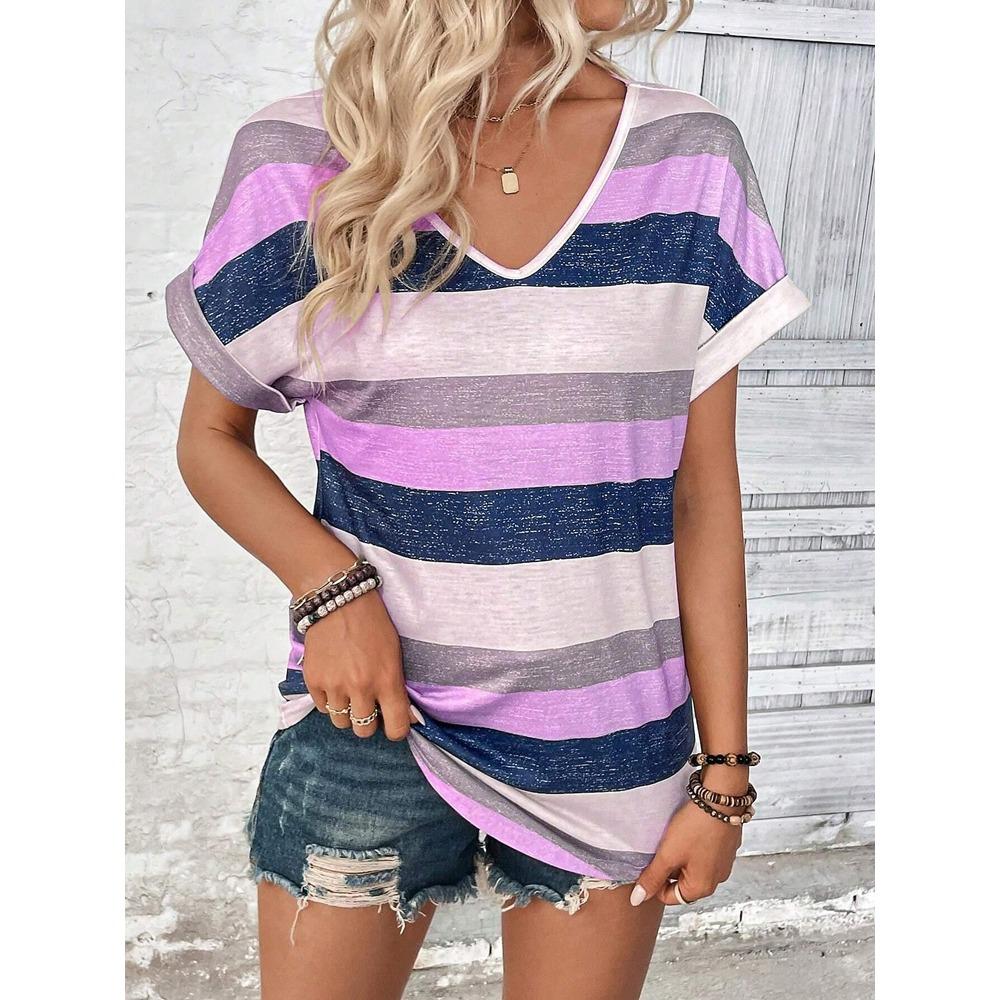 Women's T-shirt with V neck and short sleeves