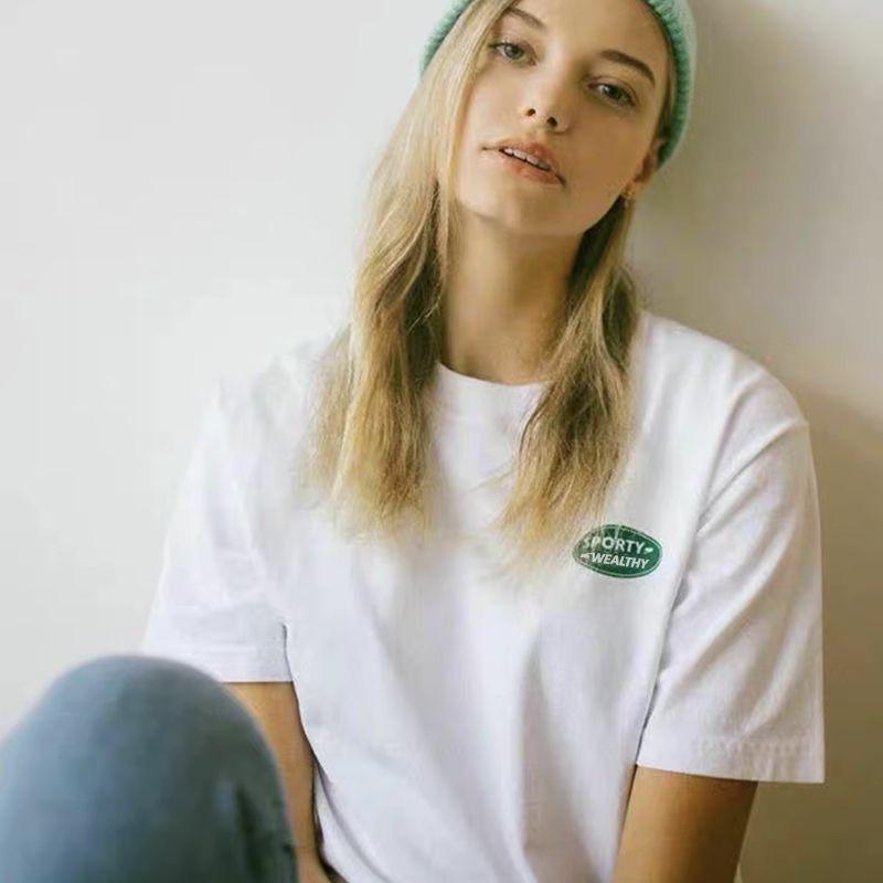 White Short-Sleeved T-shirt for Women 2025 New Arrival Summer Loose Pure Cotton Small Sports Style Pure Cotton