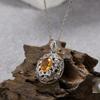 S925 Sterling Silver Natural Citrine Peridot Garnet Topaz Colored Treasure Necklace Women'S Oval Pendant
