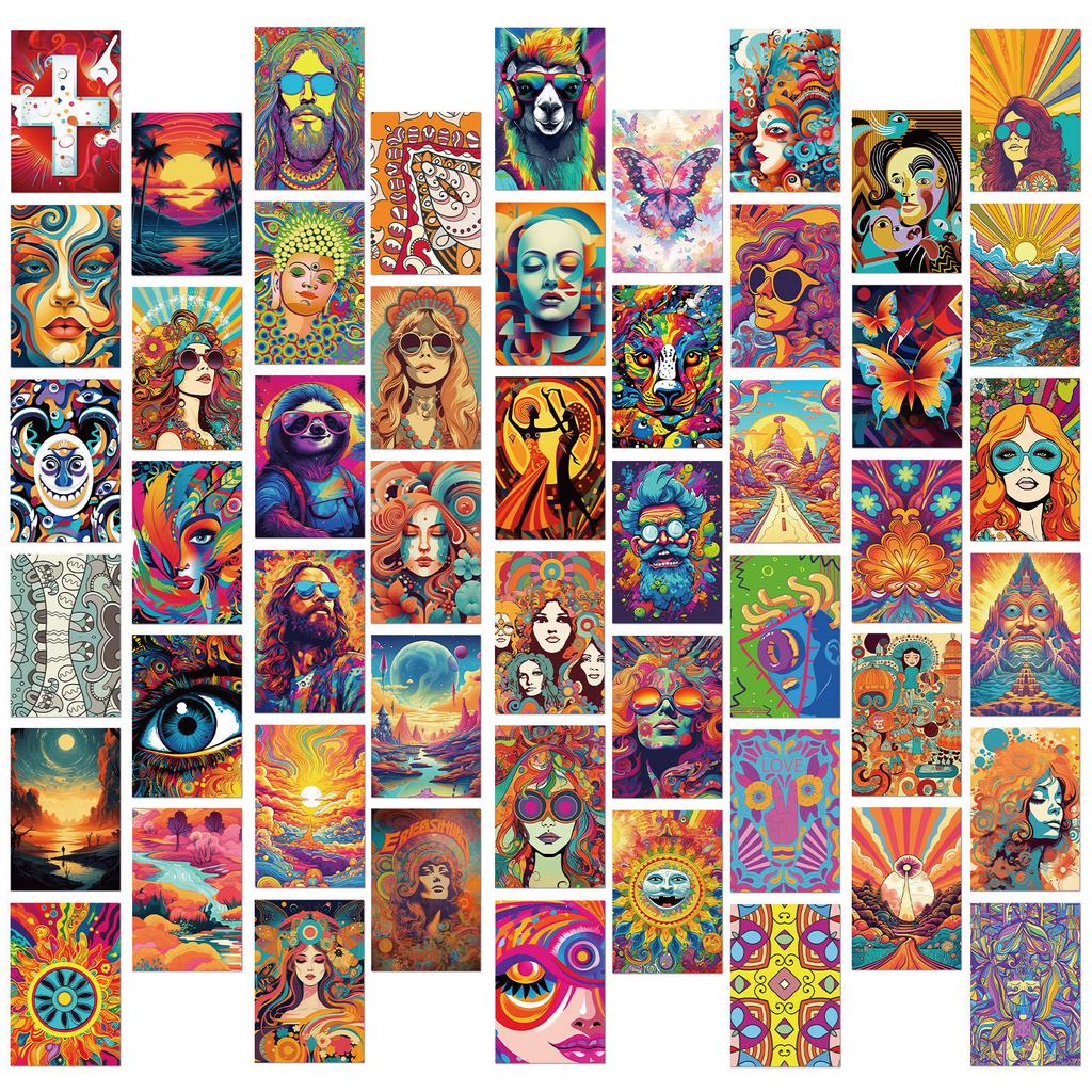 50 Colorful Wall Cards Hippie Style Creative Fashion Photography Wall Decoration