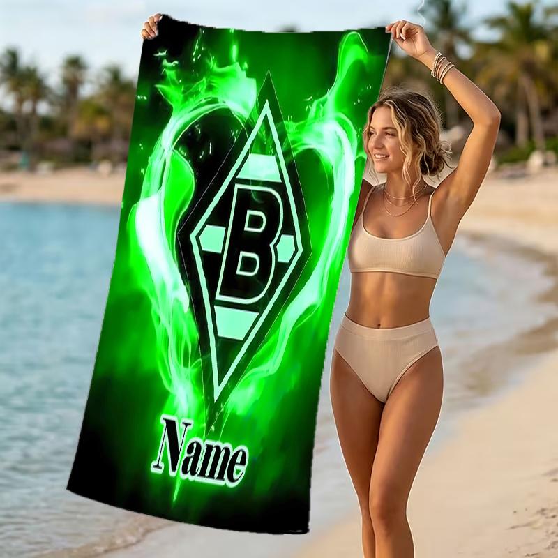 Personalisierbare Strandtücher mit Designs im Thema Borussia Mönchengladbach. Geeignet für den Strand, Yoga, Sport;ideal als Strandzubehör