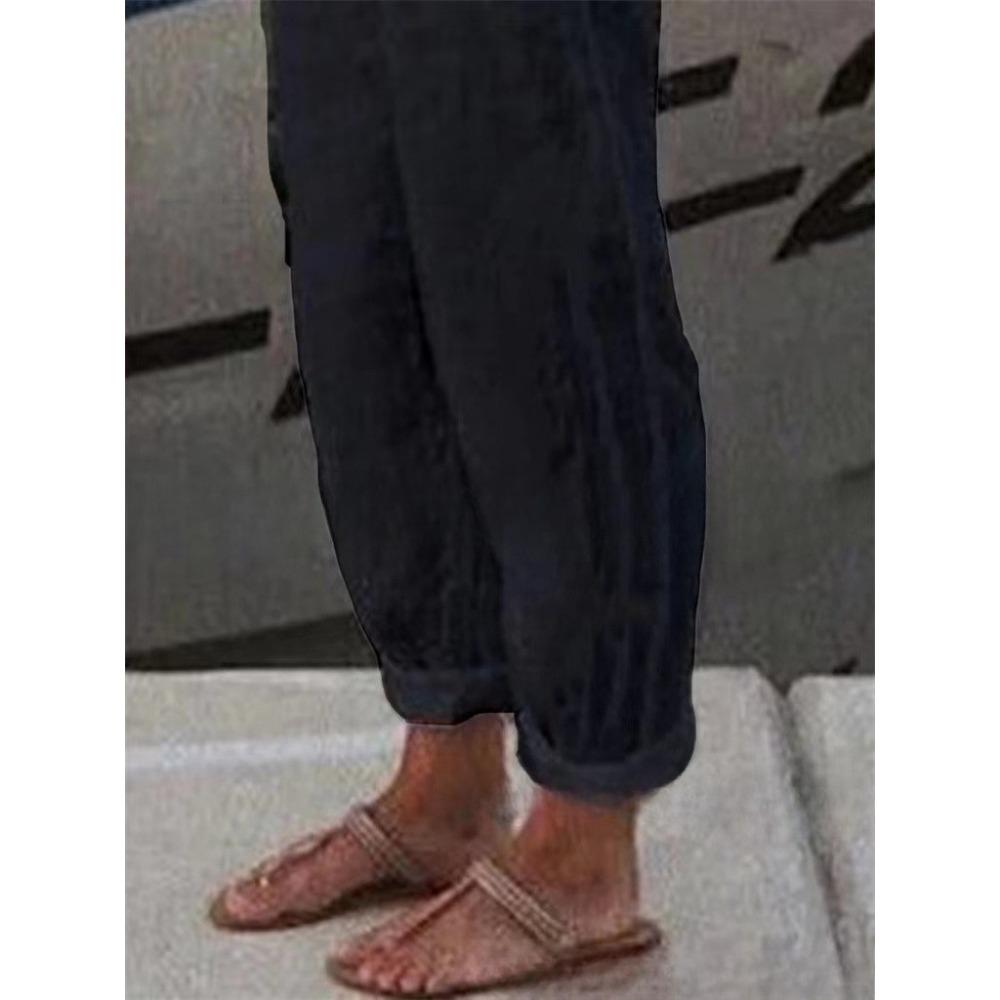 Retro Versatile Cotton Linen Casual Pants, High Waist Slimming Plus Size Loose Trousers, Breathable Ladies Daily Bottoms