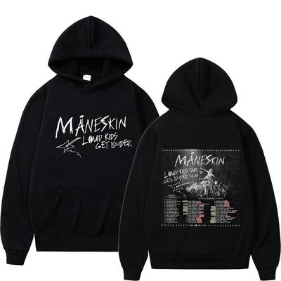Maneskin Louds Kids Gets Louder Tour Graphic Hoodies Italian Rock Band Oversized Sweatshirts Unisex's Women's Vintage Clothing Kpop