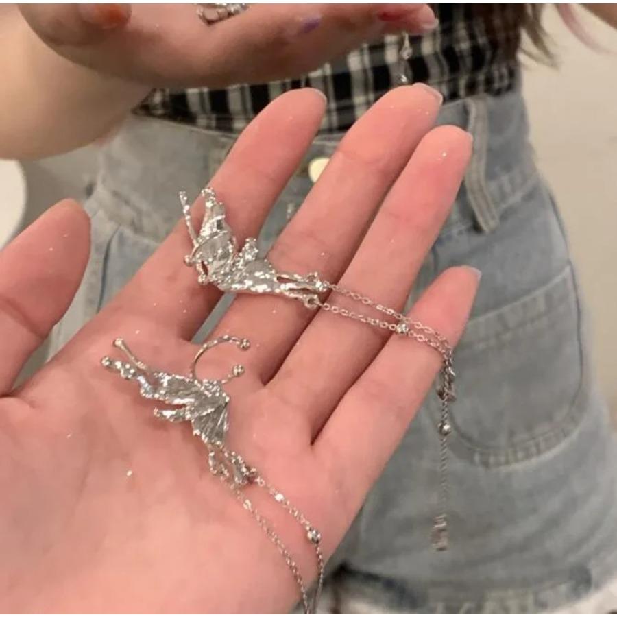 

Новые элегантные клипсы-серьги с длинной кисточкой в виде бабочки для женщин, свадебные, ретро, K-pop, без пирсинга, кафф для ушной раковины, ювелирные украшения, подарки 2024