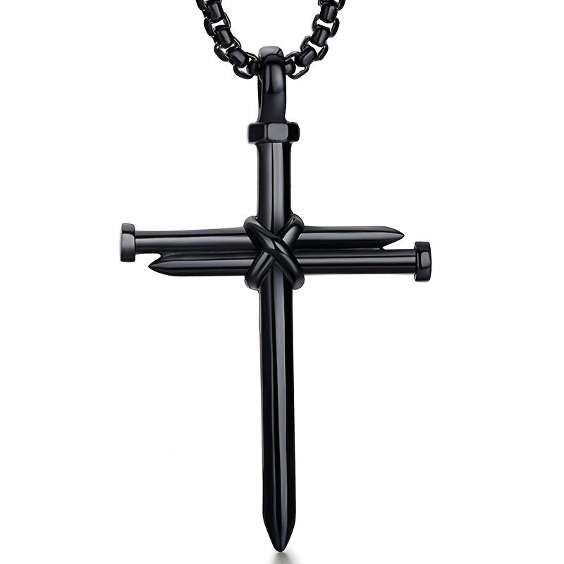 Stainless Steel Chain Cross Pendant Necklace for Men Women Fashion Religious Jewelry Gift