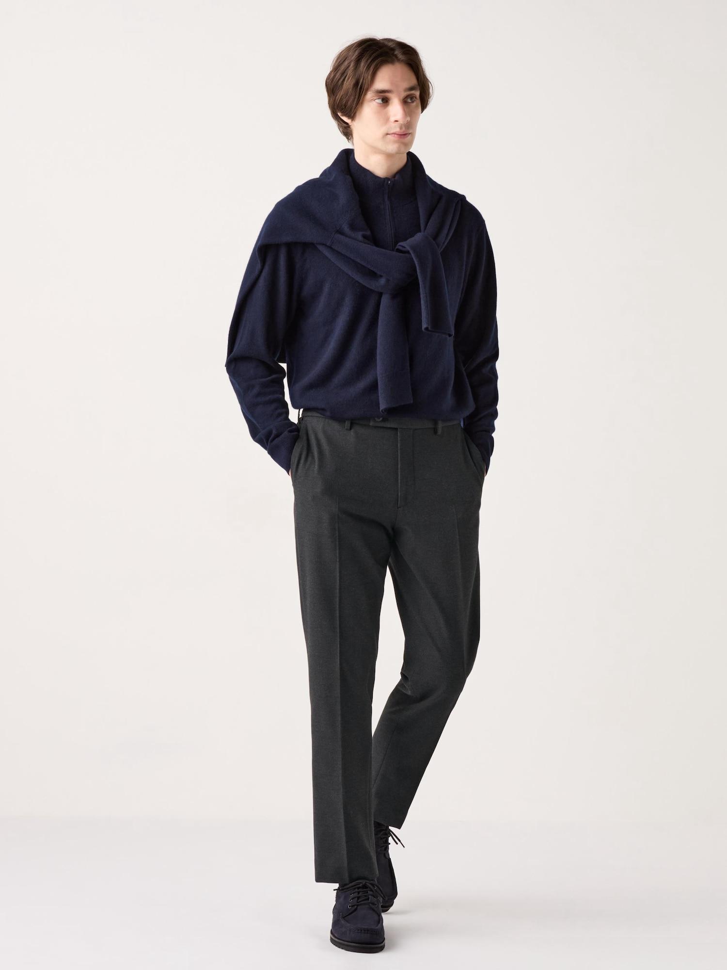 Uniqlo Брюки Heattech Smart, длина штанины 76 см, в клетку Glen Check 08 DARK GRAY/MEN 70