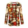 Women's Fashion Christmas Print Neck Long Sleeve Pullover Top for Holiday Wear