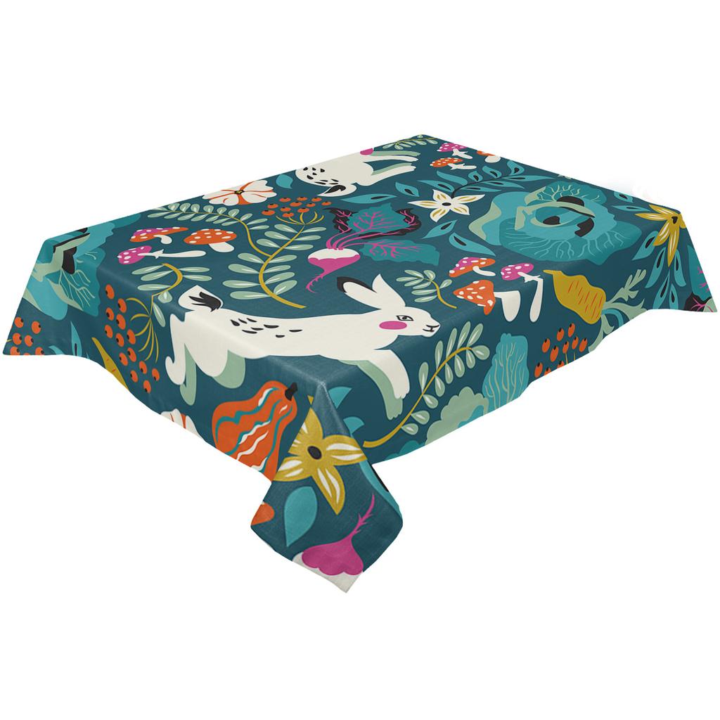 Față de masă cu flori de iepure și frunze de ciuperci Decor de vacanță Fețe de masă dreptunghiulare rezistente la apă Decor de nuntă