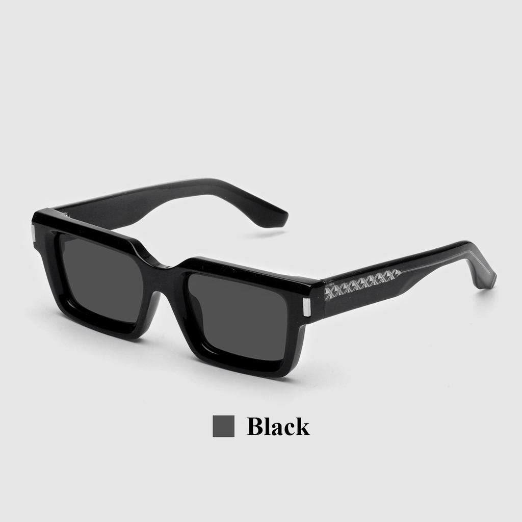 Ruiao Retro Black Designer Sunglasses Vintage for Women Clear Luxury Square Rectangular Blue Lens Man UV400 High Quality