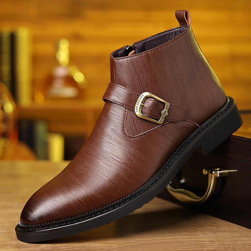 New Winter Fashion Crocodile Pattern Chelsea Ankle Boots For Men's Casual Luxury Brand Designer Monk Strap Shoes High Tops