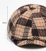 HT4488 Autumn Winter Plaid Beret Cap Vintage Artist Painter Beret Hat Adjustable Ivy Flat Cap Octagonal Hat Male Female Berets