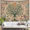 Stained Glass Tree of Life Tapestry Polyester Wall Hanging Colorful Plant Mosaic Art Room Decor for Living Room Bedroom Dorm