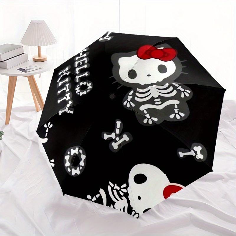 1pc Skeleton Hello Kitty PatternUmbrella with Plastic Handle,Suitable for All Seasons Home Travel Outdoor UmbrellaSanlio232