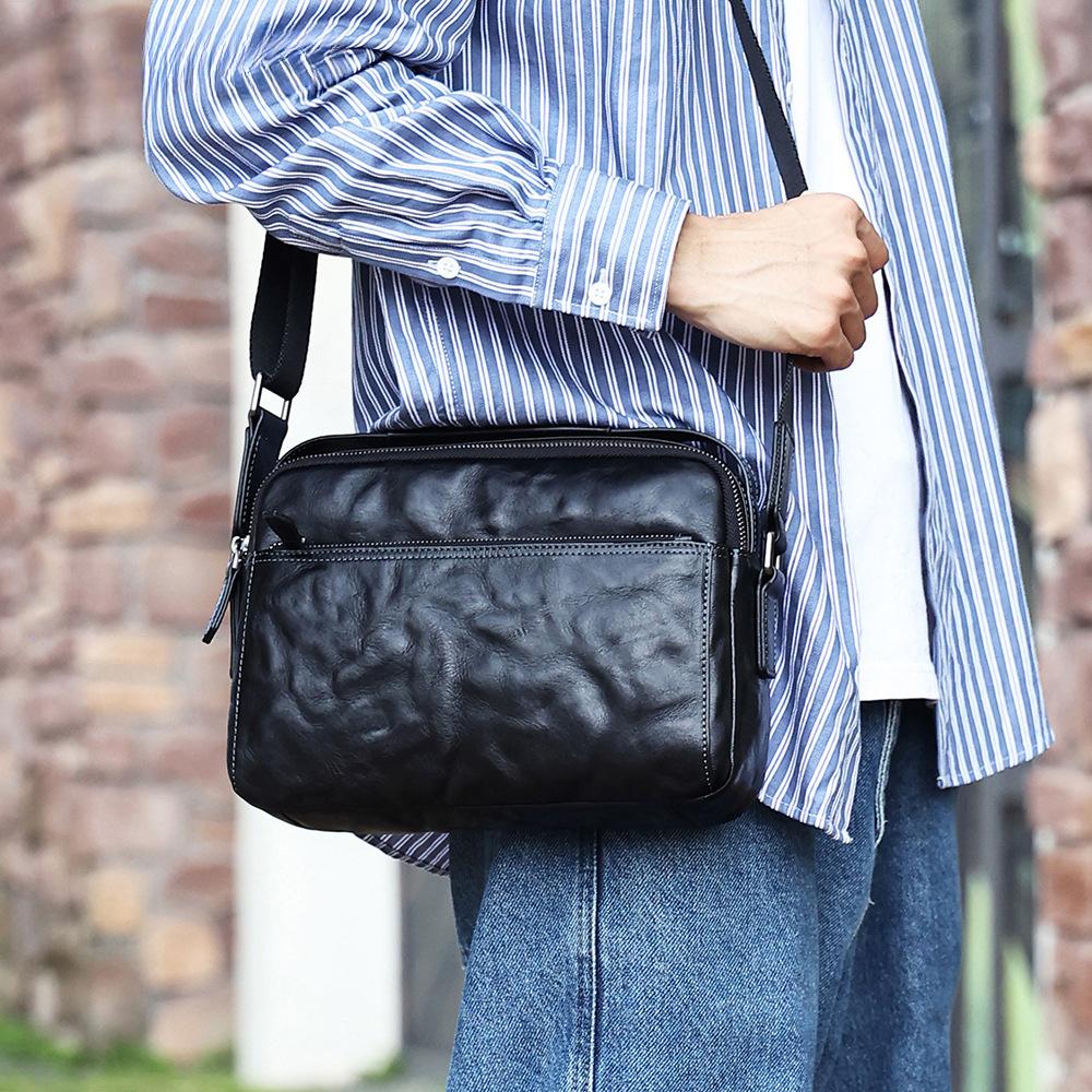 Single-shoulder Bag High-end Casual Cowhide for Men Genuine Leather Hand-held Crossbody Bag for Commuting Men