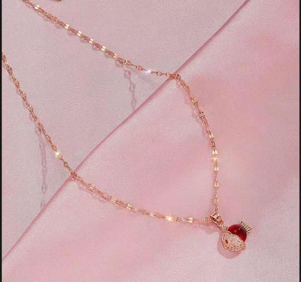 Lucky Little Red Fish Titanium Steel Necklace Little Goldfish Transit Clavicle Chain Does Not Fade Network