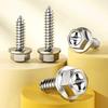 304 Stainless Steel Hex Head Self-Tapping Screw with Washer & Countersunk Tip for Wood - Sizes M3, M4, M5, M10