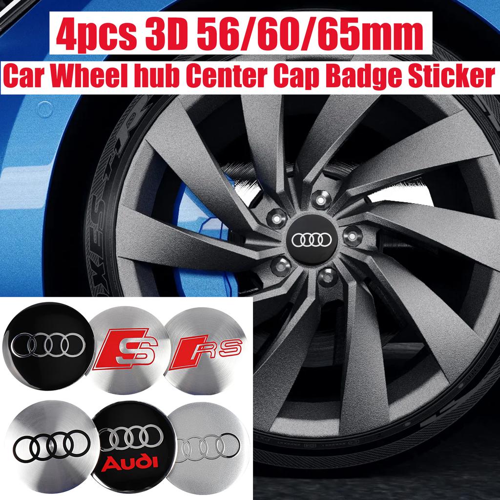 4pc 3D Styling 56/60/65mm Car Emblem Wheel hub Center Cap Badge Sticker for Audi Sline quattro RS A7 TT B9 8V A1 A5 S4 Q7 S3 8P