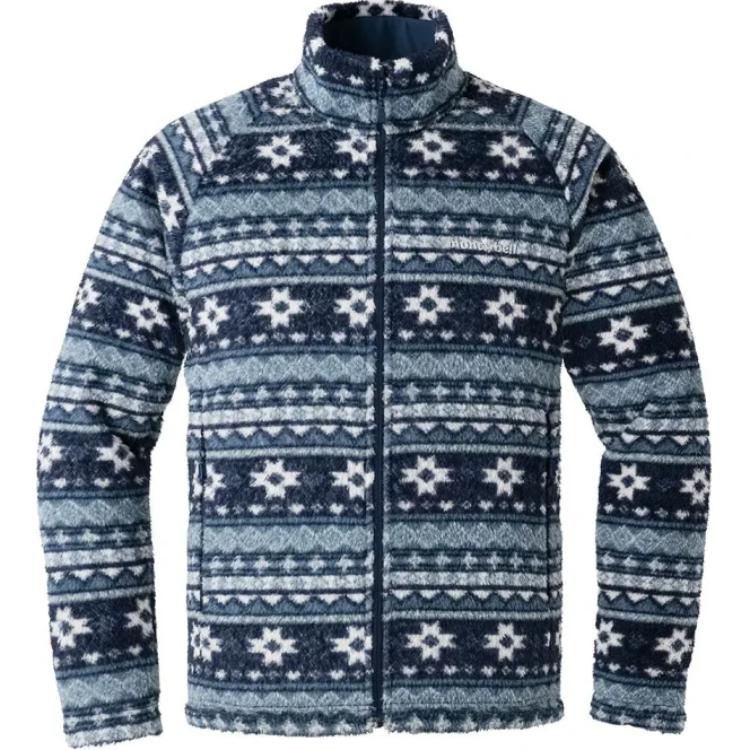 

MONTBELL CLIMAAIR Принтованная куртка с воротником-стойкой на молнии, удобная плюшевая, мужская XL синий