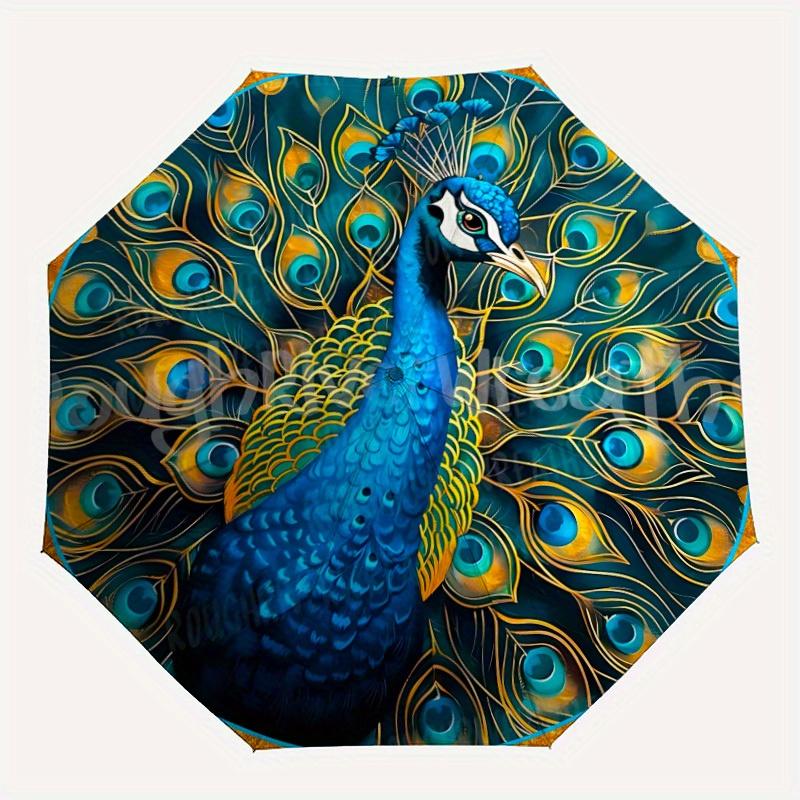 

1pc Peacock Feather Automatic Open/close, All-Season Portable Folding Umbrella for Friends, Travel, Everyday yy250812126